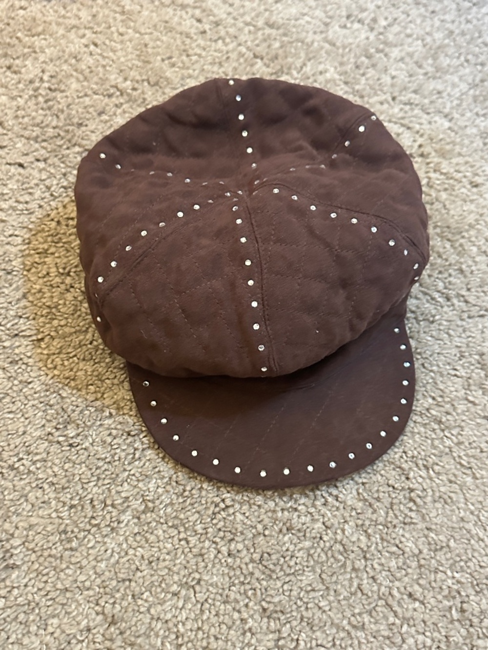Brown Y2K rhinestone hat